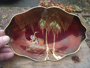 Carlton Ware Two Cranes with Blossom Tress Rouge Royale bowl Super lustre design - Picture 1 of 12