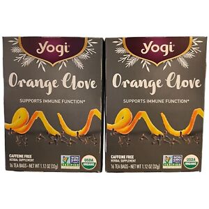 New Lot of 2 Yogi Orange Clove Tea Caffeine Free BB 07/2024