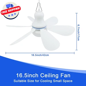 Silent USB Powered Ceiling Fan with Light, Small Plug in Ceiling Fan Mini Hangin - Bild 1 von 6