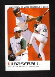 Miami Hurricanes--Horario de bolsillo de béisbol 2002 - Imagen 1 de 1