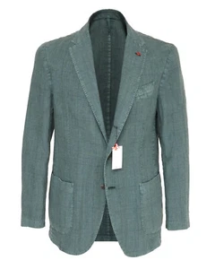 NWT ISAIA NAPOLI SPORT COAT jacket green linen Wales luxury Italy 52 - Picture 1 of 6