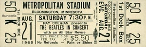 1 BEATLES UNUSED FULL CONCERT TICKET 1965 Bloomington MN laminated reprint - Picture 1 of 1