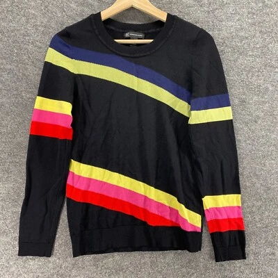 Suéter pulôver feminino INC International Concepts malha listrada preta média - Imagem 1 de 4