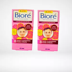 2 BIORÈ CITRUS CRUSH DEEP CLEANSING PORE STRIPS, Citrus Scented Blackhead Strips - Picture 1 of 4
