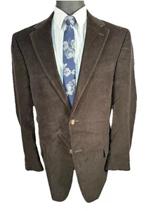 LANDS' END Mens Brown COTTON CORDUROY CLASSIC FIT Sport Coat Blazer Jacket 42R - Picture 1 of 8