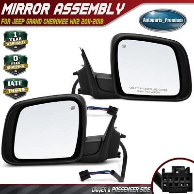 2x Driver & Passenger Black Heated Mirror for Jeep Grand Cherokee WK2 2011-2018 - Image 1 of 4