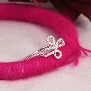 925 Silver Twisted Wire Flower Ring New Minimalist Dainty Stacking Ring Band - Picture 1 of 11