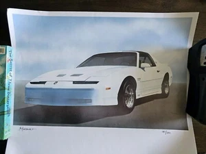 Lot of 2 B. Harbort Prints - White 1980s Pontiac Trans Am - 20x16 Inches -... - Picture 1 of 5