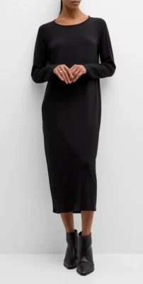 VESTIDO LARGO NEGRO EILEEN FISHER + CHAQUETA DE LANA GRATIS DE BONIFICACIÓN! TALLA M Foto 1 de 4