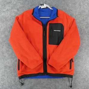 Vintage Polo Sport Ralph Lauren Jacket Men Medium Red Fleece Blue Reversible 90s - Picture 1 of 17