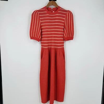 复古 80 年代 St John Lillie Rubin 连衣裙 2 码桃色气球袖 — 第 1/4 张图片