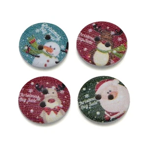 50pcs Christmas Prints Wood Buttons, for Sewing, Scrapbooking & DIY Decor 15mm A - Picture 1 of 5