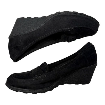 Cloudwalkers by Avenue Black Suede Wedge Loafers - Image 1 of 4