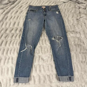 Juicy Couture Jeans Women's 2 Skinny Ankle Distressed Ripped Raw Hem Blue Denim - Picture 1 of 11