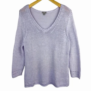 Suéter de algodón tejido lavanda J.Jill diseño manga mujer talla XL púrpura claro - Imagen 1 de 8