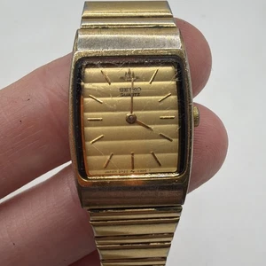 Vintage Seiko 2P20-5180 0300T Dress Slim Gold Tone Tank Analog Watch - Bild 1 von 9