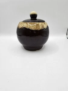 Vintage Roseville RRP Co. OH. Brown Drip Sugar Bowl with Lid - Picture 1 of 5