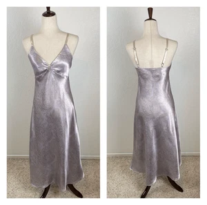 Y2K Lavanda Paisley Metalizado Satén Maxi Vestido Sin Mangas Mujer’s S Fairycore Boho - Imagen 1 de 9
