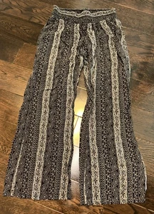 Cabi 5074 Villa Palazzo Black And Grey Elastic Waist Wide Leg Pant Size Large - Picture 1 of 5
