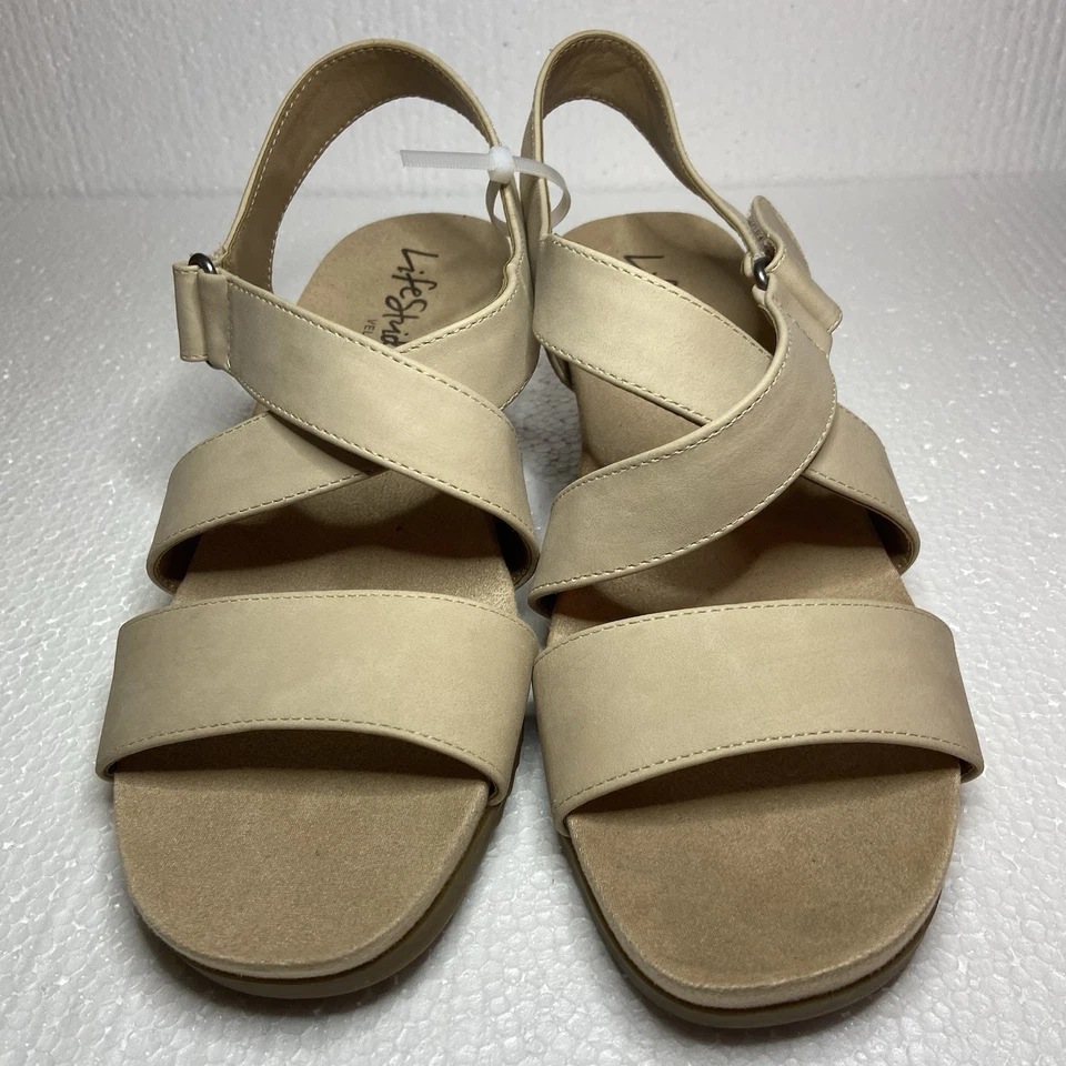 Life Stride Soft System FLEX Beige Wedge Strappy Sandals Women’s Comfort Shoe 10 - Image 1 of 4