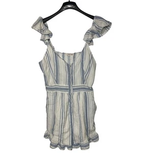 Love Shack Fancy Lucy Romper Striped Ruffle Sz 4 Cotton Gauzy Smocked Back - Picture 1 of 8