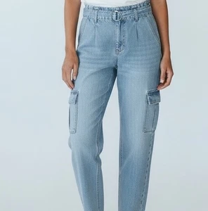 White House Black Market Cargo Jeans Gr. 10 Extra High Rise Tapered Ankle - Bild 1 von 11