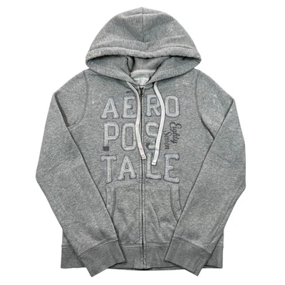 Sudadera con Capucha Para Mujer Talla Grande Aeropostale Gris Cremallera Completa y2k Preppy Indie Foto 1 de 4