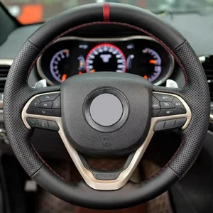 DIY Hand Sewing Steering Wheel Leather Cover For Jeep Grand Cherokee 2014-2020 - Picture 1 of 18