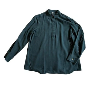 Club Monaco Emerald Green Button-Down Shirt Top Blouse 100% Silk Size Medium - Picture 1 of 11