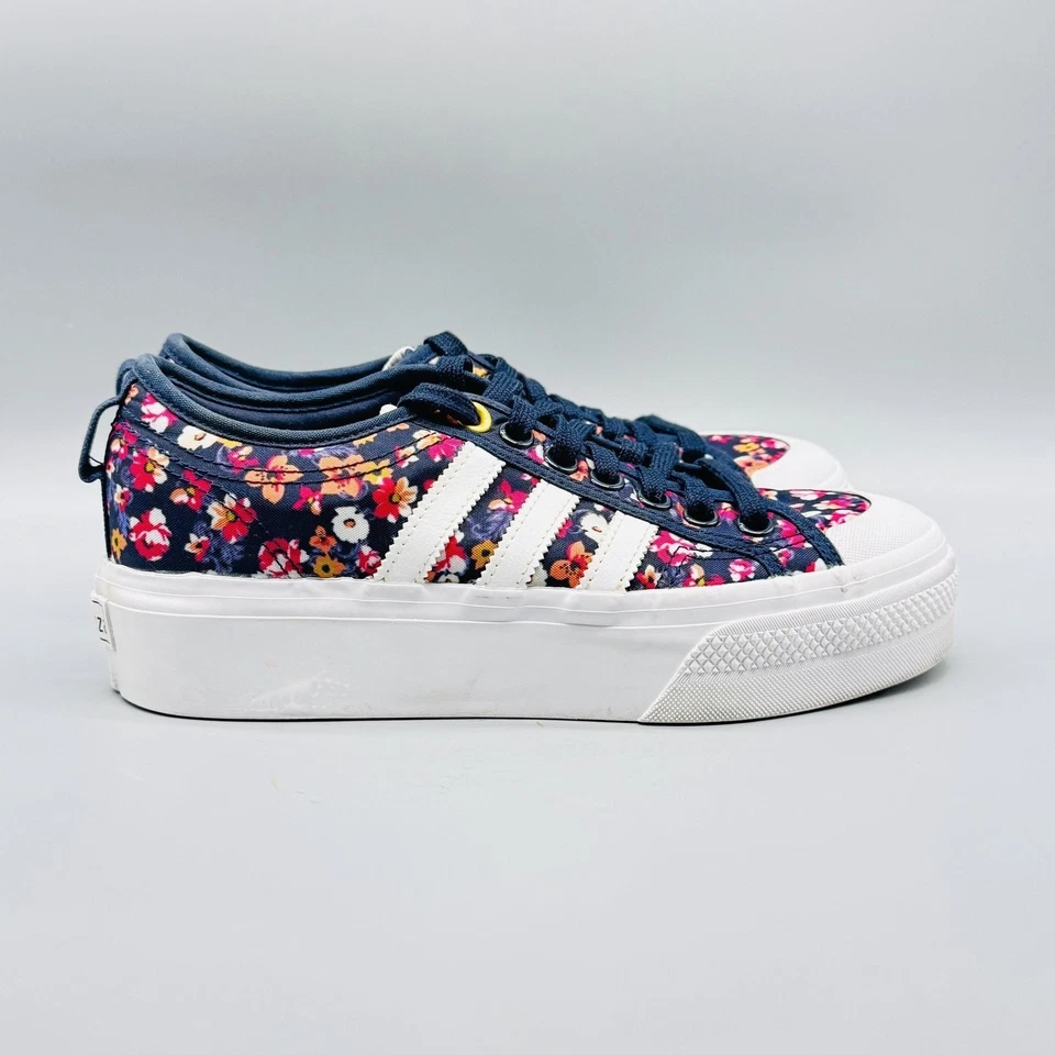 Adidas Shoes Womens 8.5 Blue Floral Nizza Platform HER Studio London Sneakers - Image 1 of 4