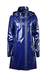 Women's PVC Vinyl Trench Jacket Hoodie Coat Raincoat Waterproof All sizes - Picture 1 of 4