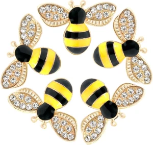 20 Pcs Enamel Bee Charms Pendants Rhinestone Enamel Craft Embellishments Craftin - Picture 1 of 12