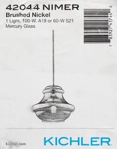 Kichler Everly 10.25 in. Brushed Nickel Kitchen Pendant w/ Mercury Glass Shade - Picture 1 of 1