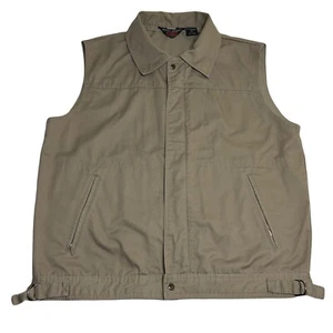 Vintage 80s Bruce Jenner Sports In Motion SIM Zip Vest Khaki Beige Mens XL - Picture 1 of 7