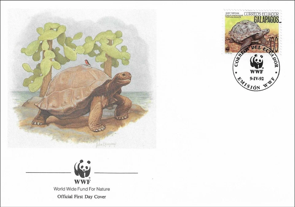 Tortuga gigante Chelonoidis Nigra tortuga terrestre muy grande Galápagos cubierta FDC 1992 Foto 1 de 1