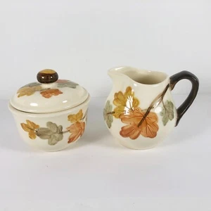 Vintage Franciscan October Autumn Fall Leaves Creamer and Covered Sugar Bowl Set - Picture 1 of 6