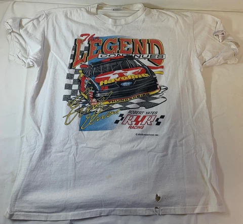 vintage THE LEGEND CONTINUES - ERNIE IRVAN t-shirt ~ NASCAR ~ has many holes ~XL Cover