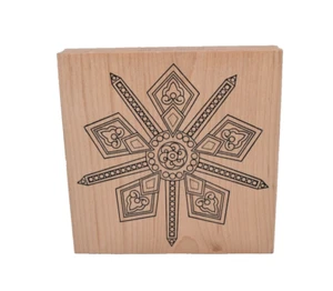 Outlines Rubber Stamp Co, Inc I619 Mandala Snowflake Block Mounted Rubber Stamp - Picture 1 of 5