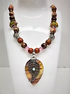 Ciondolo Lungo Mookaite Larimar Placcato Argento 925" Gioielli - Foto 1 di 5