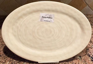 Tommy Bahama Beige Tan Swirl 16" Oval Serving Platter Tray - Picture 1 of 1