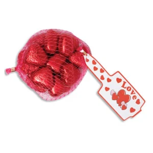 Red Milk Chocolate Hearts 63g (approximately 10-11 pieces) - Picture 1 of 1