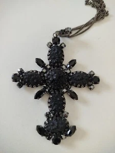 Konplott Kreuz Kette Viktoria XXl Schwarz Neu - Bild 1 von 6