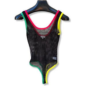See Thru Fishnet Thong Bodysuit by Love J sz L new - Picture 1 of 4