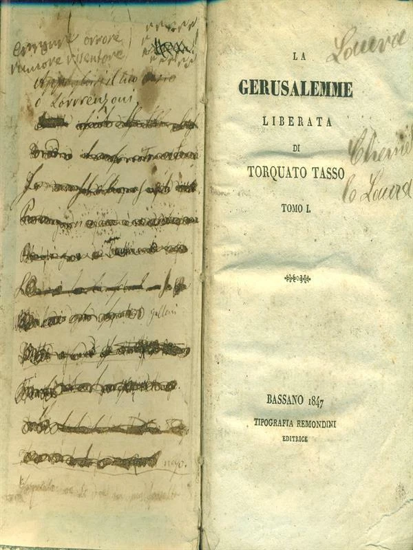 LA GERUSALEMME LIBERATA TOMO I TASSO TORQUATO REMONDINI 1847  - Immagine 1 di 1