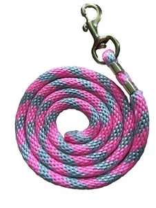 Pferd Nylon Bleiseil 75 Zoll Messing Druckknopf rosa und grau Zuckerrohr - Bild 1 von 2