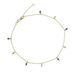 Tobillera colgante triángulo de oro liso de 14 K - amarillo 9""-10"" ajustable - Imagen 1 de 1