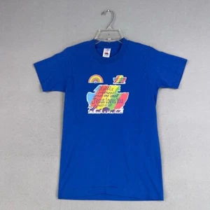Vintage Jesus Loves You Shirt Youth Large Blue Noahs Ark Single Stitch Rainbow - Picture 1 of 13