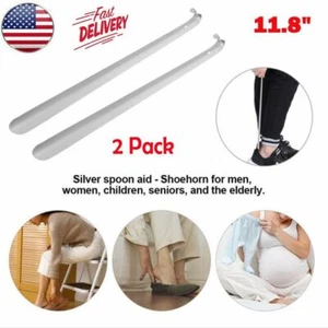 11.8" Extra Long Handle Shoe Horn Stainless Steel Handled-Metal Shoehorn Horn US - Picture 1 of 8