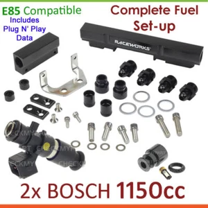 2x Nuevos Inyectores y Riel de Combustible Bosch 1150cc E85 Configuración para Mazda RX-7 Turbo FD - Imagen 1 de 4