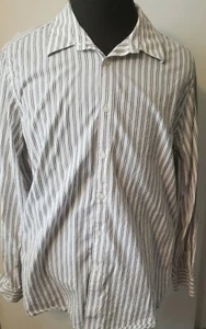 Structure Mens XL Button Down Gray White Stripe 44 - 46 - Picture 1 of 5